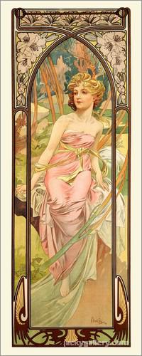Morning Awakening, Time of the Day series, Alphonse Mucha painting - Click Image to Close